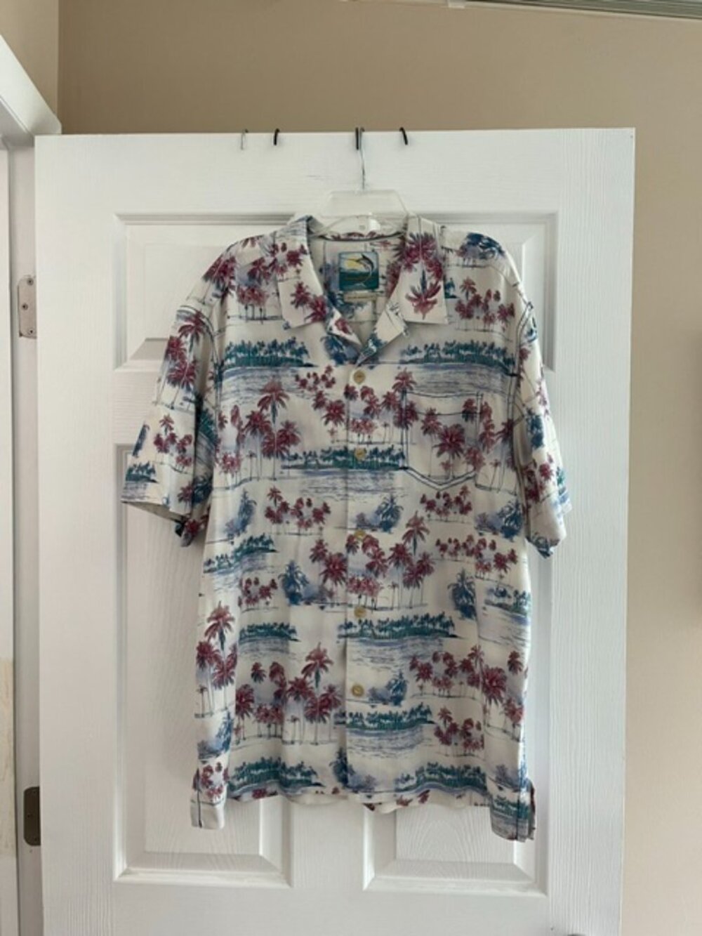 Tommy Bahama Palm Print Silk Camp Shirt Size XL